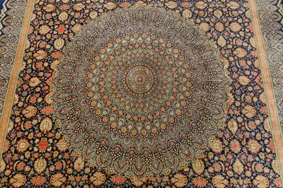 Lot 97 - AN EXTREMELY FINE SILK SIGNED QUM CARPET, CENTRAL PERSIA