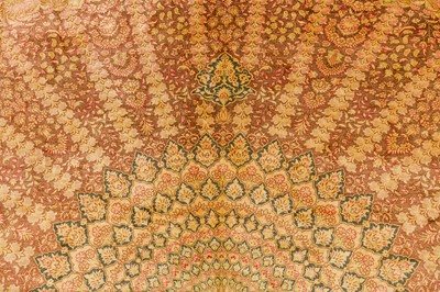 Lot 68 - AN EXTREMELY FINE SIGNED SILK QUM CARPET, CENTRAL PERSIA