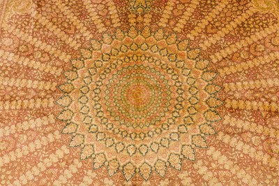 Lot 68 - AN EXTREMELY FINE SIGNED SILK QUM CARPET, CENTRAL PERSIA