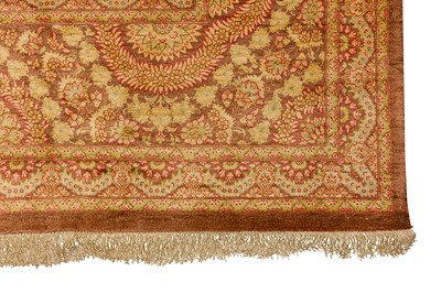 Lot 68 - AN EXTREMELY FINE SIGNED SILK QUM CARPET, CENTRAL PERSIA