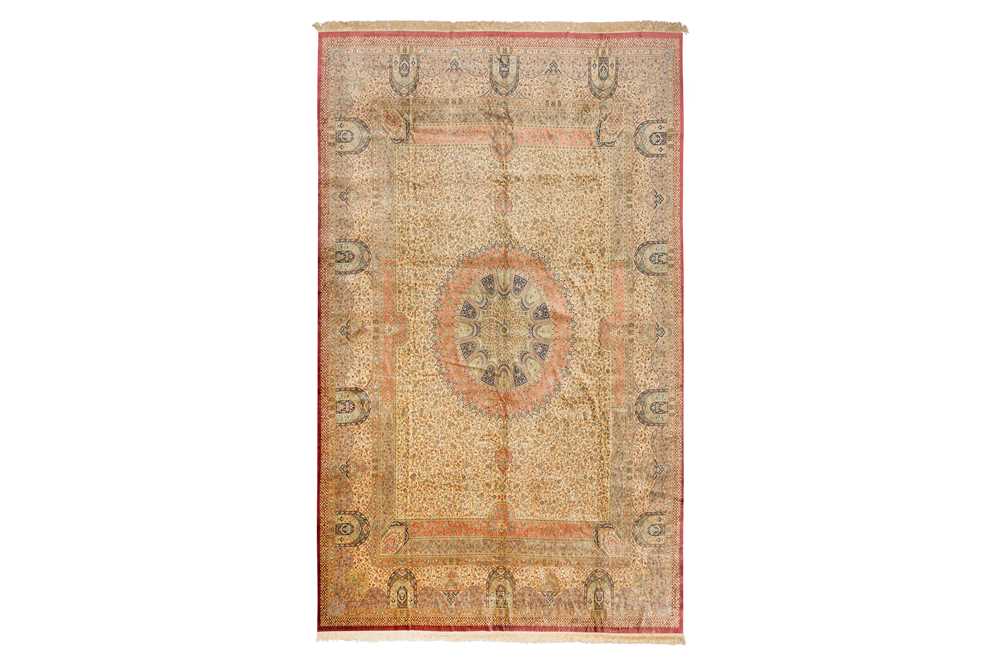 102 - AN EXTREMELY FINE SILK QUM CARPET, CENTRAL PERSIA