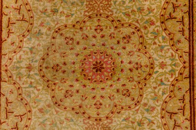 Lot 31 - A TWO EXTREMELY FINE SILK QUM RUGS, CENTRAL PERSIA