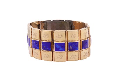 Lot 37 - AN ENAMEL ARTICULATED BRACELET