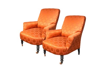 Lot 190 - A PAIR OF VICTORIAN ARMCHAIRS