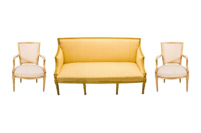 Lot 152 - A GEORGE III GILTWOOD HARLEQUIN SALON SUITE, LATE 18TH CENTURY