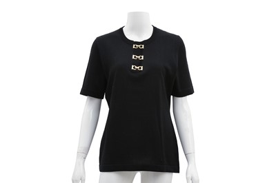 Lot 351 - Ferragamo Black Cotton Knit Gancini Top - Size L