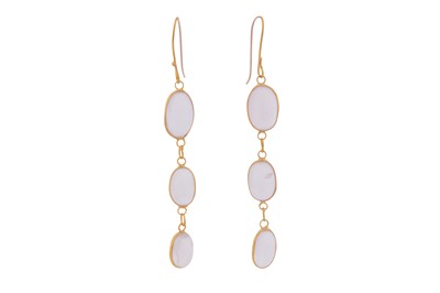 Lot 78 - A PAIR OF MOONSTONE EARRINGS