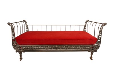 Lot 234 - A REGENCY STYLE CAST AND WROUGHT IRON DAYBED, LATE 19TH CENTURY