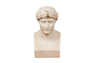 Lot 275 - A WHITE COMPOSITE MARBLE BUST OF NAPOLEON BONAPARTE AS CAESAR