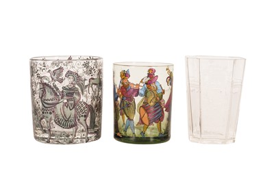 Lot 353 - A GROUP OF THREE LATE 19TH CENTURY BOHEMIAN AND AUSTRIAN GLASS BEAKERS