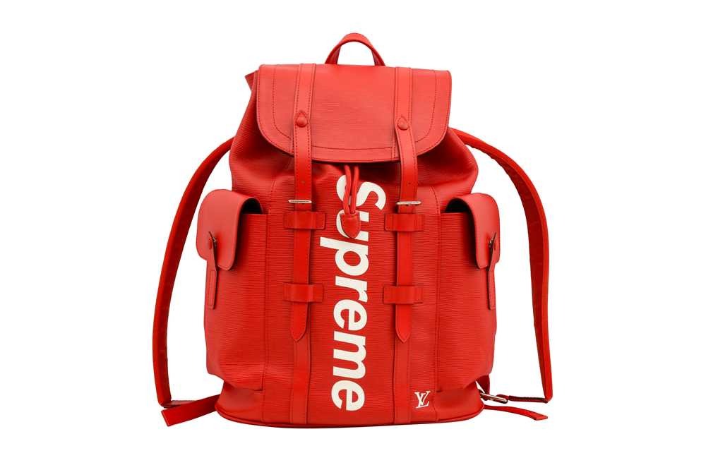 150 - Louis Vuitton x Supreme Red Epi Christopher Backpack