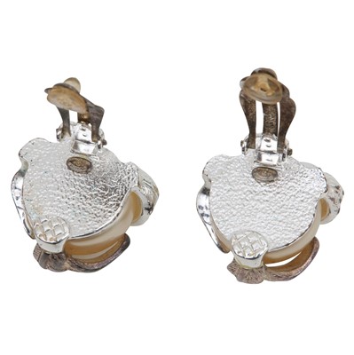 Lot 254 - Chanel Ivory Pearl Leaf Clip On Earrings