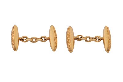 Lot 65 - A PAIR OF BARELL-SHAPED CUFFLINKS