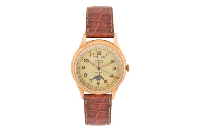 Lot 40 - Men's Vintage Orator 'Lunodat' Triple Calendar Moon Phase Wristwatch