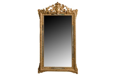 Lot 138 - A 19TH CENTURY GILTWOOD OVERMANTEL MIRROR