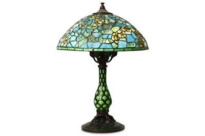 Lot 263 - A TIFFANY STYLE BRONZE TABLE LAMP