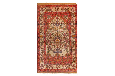 Lot 11 - AN UNUSUAL SAMARKAND SILK PRAYER RUG