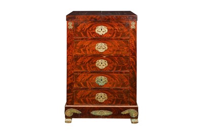 Lot 21 - Of Napoleonic Interest- A French Empire period campaign style flame mahogany wash stand circa 1810