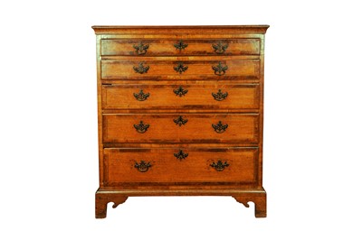 Lot 168 - A GEORGE III OAK AND WALNUT CHEST, LATE 18TH CENTURY