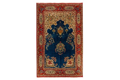 Lot 67 - A FINE PART SILK QUM PRAYER RUG, CENTRAL PERSIA