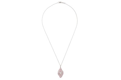 Lot 42 - A DIAMOND AND RUBY PENDANT NECKLACE