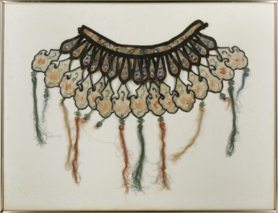 Lot 916 - A CHINESE EMBROIDERED SILK COLLAR IN FRAME