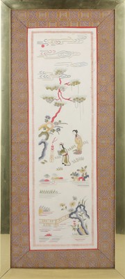 Lot 911 - A CHINESE EMBROIDERED SILK PANEL IN A FRAME