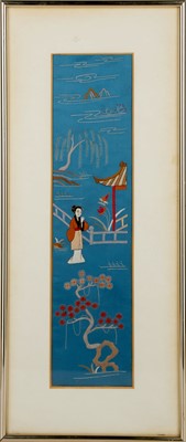 Lot 912 - A CHINESE EMBROIDERED SILK PANEL IN A FRAME