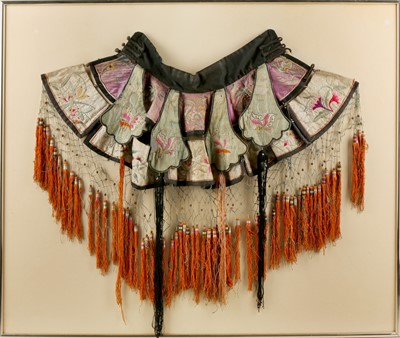 Lot 918 - A CHINESE EMBROIDERED SILK COLLAR MOUNTED IN A FRAME