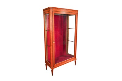 Lot 163 - A SHERATON REVIVAL SATINWOOD AND MAHOGANY INLAID DISPLAY CABINET, LATE 19TH CENTURY