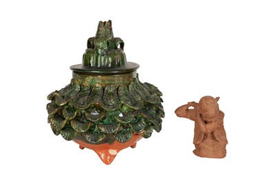 Lot 358 - A MEXICAN GREEN GLAZED EARTHENWARE POTTERY JAR, 20TH CENTURY