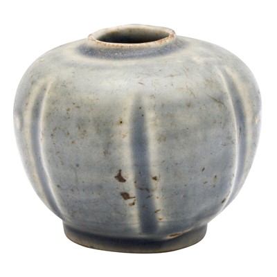 Lot 266 - A small Chinese blue glazed foliate jar, Yuan - Ming dynasty