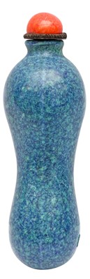 Lot 976 - A CHINESE ROBIN'S EGG GLAZED GOURD-SHAPED SNUFF BOTTLE