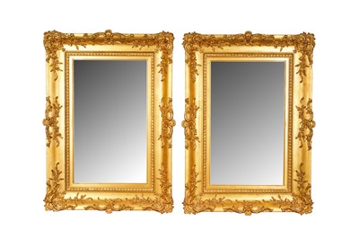 Lot 141 - A PAIR OF 19TH CENTURY GILT FRAMED PIER MIRRORS