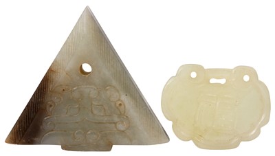 Lot 616 - TWO CHINESE JADE PENDANTS