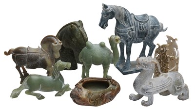 Lot 628 - A GROUP OF CHINESE JADE CARVINGS