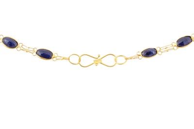 Lot 216 - A SAPPHIRE LINE NECKLACE
