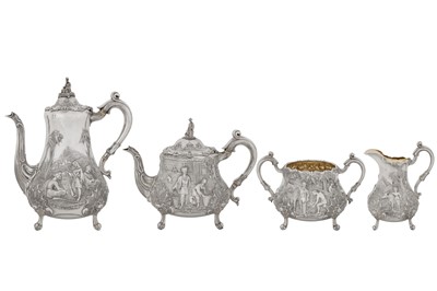 Lot 412 - A fine Victorian sterling silver four – piece tea and coffee service, London 1862 by Robert Harper