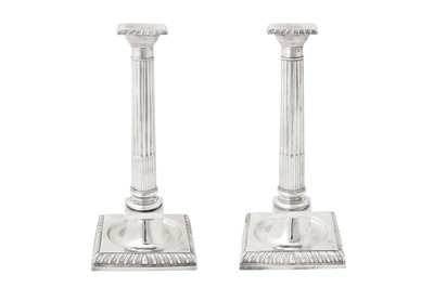 Lot 432 - Earl of Portsmouth – A pair of George III unmarked silver candlesticks, probably London circa 1760
