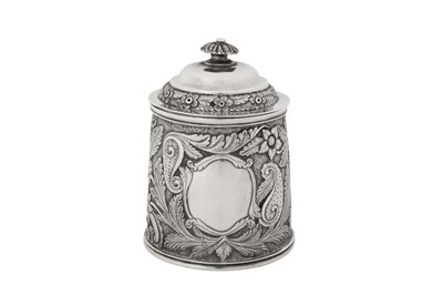 Lot 92 - An early 19th century Indian colonial silver covered mug, Calcutta circa 1830 by Twentyman and Co (active 1818-20, then 1824-53)