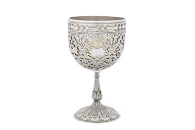 Lot 117 - A late 19th century Anglo – Indian unmarked parcel gilt silver goblet, Kashmir circa 1880