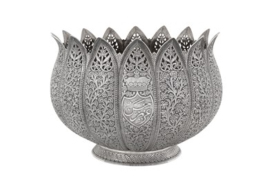 Lot 121 - A late 19th century Anglo – Indian unmarked silver bowl, Kashmir circa 1890