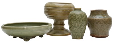 Lot 738 - A GROUP OF CHINESE CELADON-GLAZED CERAMICS