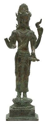 Lot 446 - A THAI BRONZE FIGURE OF AVALOKITESHVARA