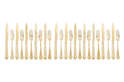 Lot 347 - A rare set of Victorian sterling silver gilt dessert service eaters, London 1850 by George Adams of Chawner and Co