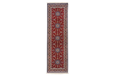 Lot 74 - AN IDENTICAL SIGNED PART SILK ISFAHAN RUNNER, CENTRAL PERSIA