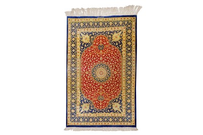 Lot 89 - AN EXTREMELY FINE SIGNED SILK QUM RUG, CENTRAL PERSIA