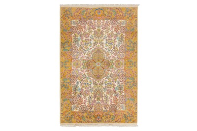 Lot 50 - AN UNUSUAL FINE PART SILK KIRMAN RUG, SOUTH PERSIA