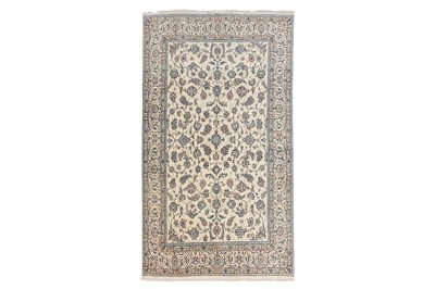 Lot 52 - A VERY FINE PART SILK NAIN CARPET, CENTRAL PERSIA