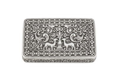 Lot 203 - A rare mid-19th century Ceylonese (Sri Lankan) unmarked silver snuff box, Kandy circa 1870